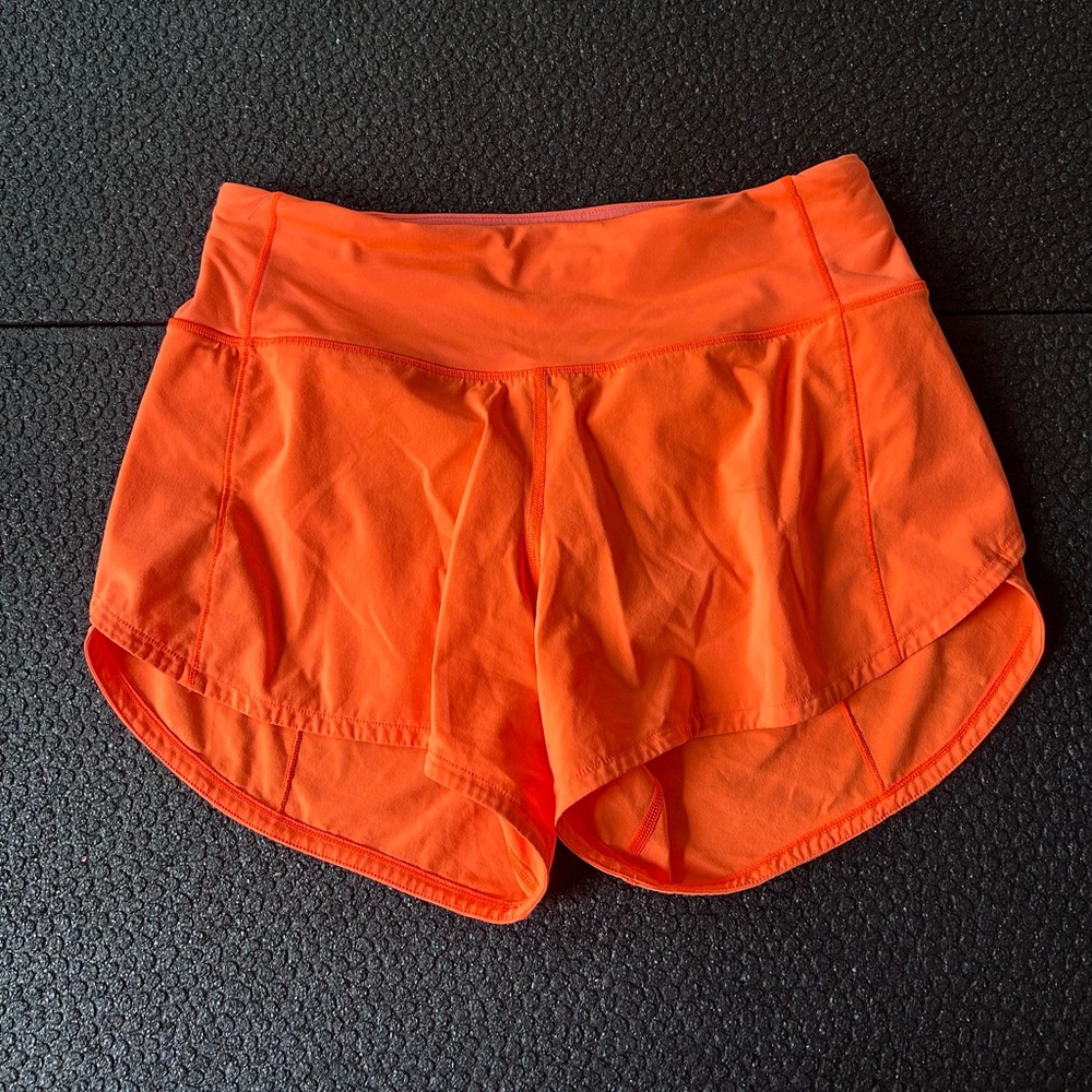 Lululemon Neon Orange Speed Up Shorts